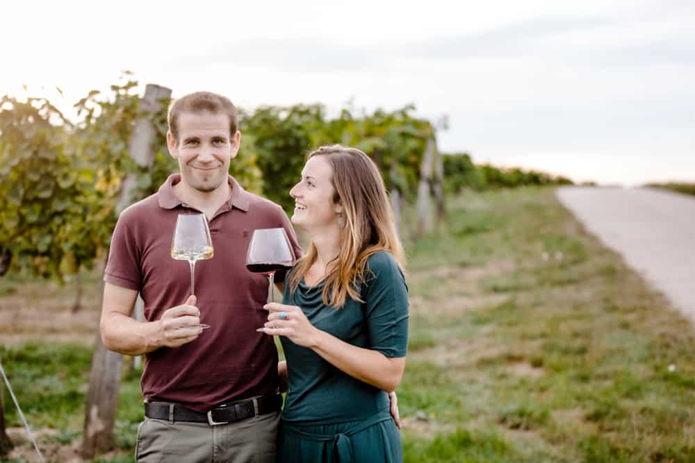 Stefan and Bernadette Pratsch in the vineyard